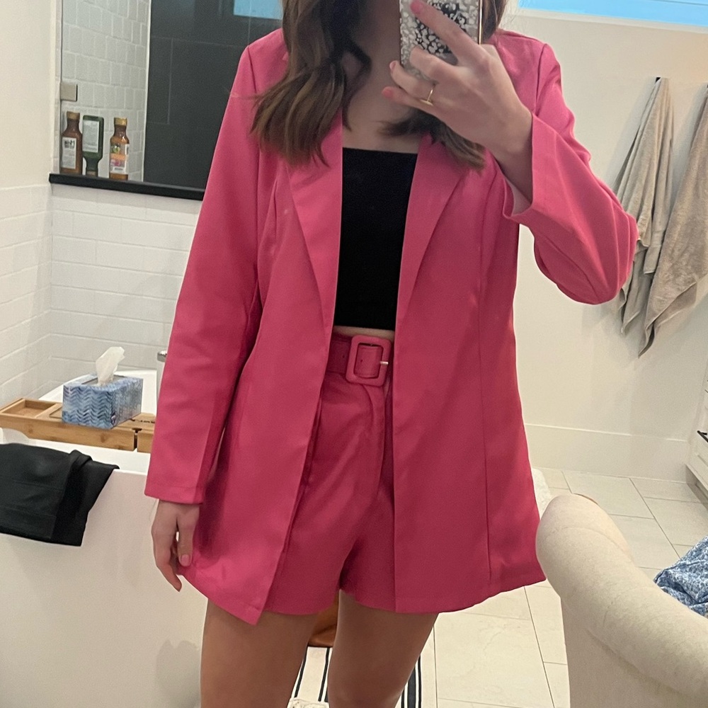 Pink Blazer & Shorts Set